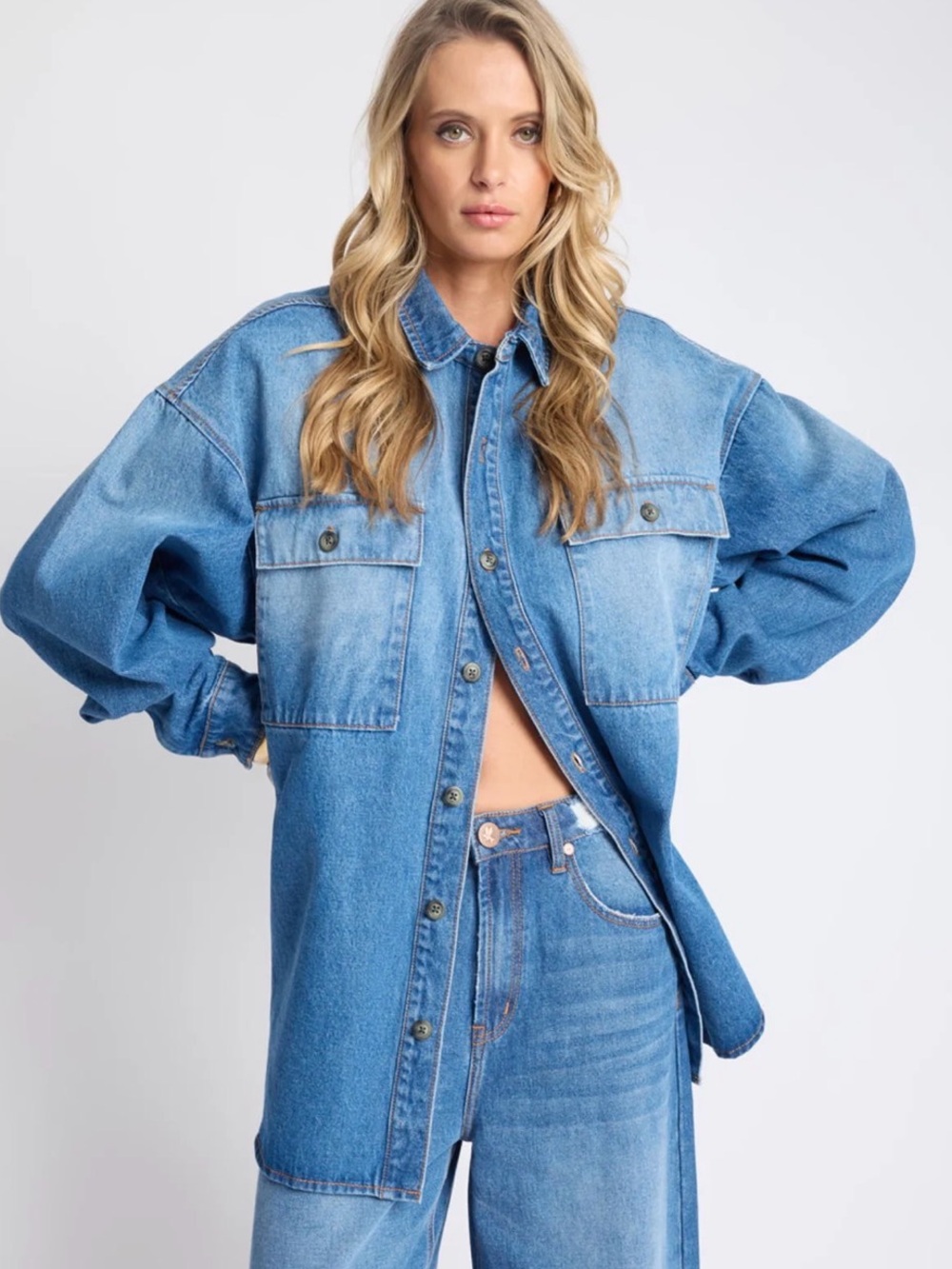 One Teaspoon Light Blue Oversized Denim Shacket